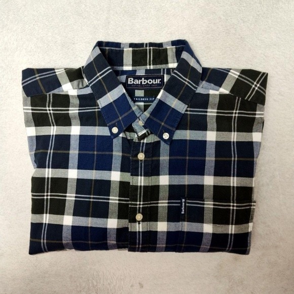Barbour Other - Barbour Shirt Mens Large Blue Tartan Plaid Long Sleeve Button Up Tailored Fit